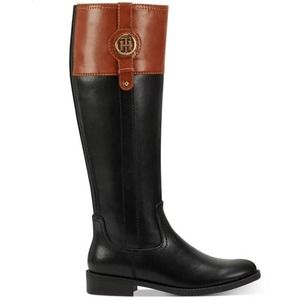 EUC Tommy Hilfiger Shano Women's Black and Brown Boots 9M Riding Boots